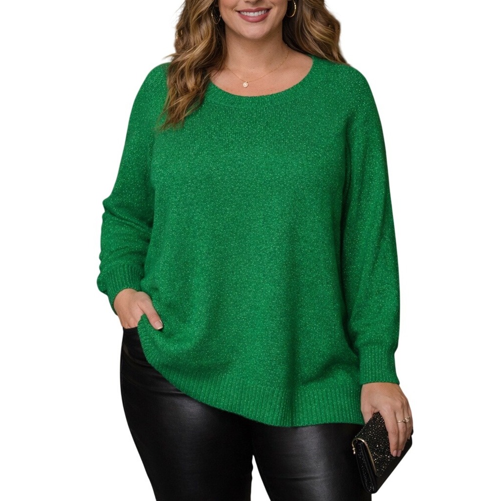 Torrid Women's Scoop Neck Long Sleeve Knitted Pullover Sweater Green Size XXL‎
